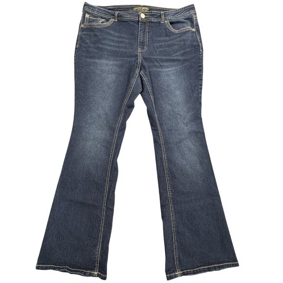 Faded Glory Womens Size 18W Blue Denim Bootcut Leg Jeans 5 Pockets Stretch - Picture 1 of 10